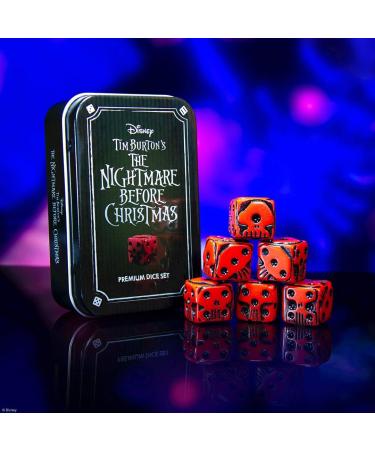 USAOPOLY Nightmare Before Christmas Premium Dice Set - Red & Black Custom Dice in Collectible Tin Case | Officially Licensed Disney 6-Sided Dice - Buy Online on GoSupps.com