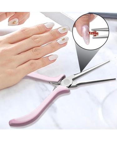 Fovolat Tweezers | Nail Shaping Pincher Nipper - Nail Pincher Nipper Nail Clamps Nail Tool for Acrylic Gel Light Pink - Buy Online on GoSupps.com