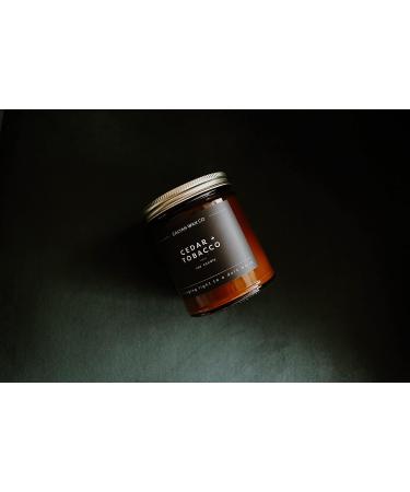 Calyan Cedar & Tobacco Scented Soy Wax Candle | 7.2 oz | 57 Hour Burn | Aromatherapy Gift in Amber Glass Jar - Buy Online on GoSupps.com