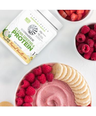 Sunwarrior Clean Greens & Protein Tropical Vanilla - 6.17 oz (175 g) | Vegan Superfood Blend - Buy Online on GoSupps.com