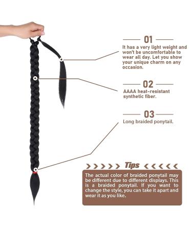 Kachanaa 30 Inch Long Braided Ponytail Extension for Women in 1B-Black - Buy Online on GoSupps.com