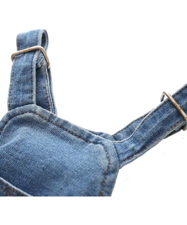 Dog Denim Jumpsuit Costume for Yorkie Bulldog | Cat Pet Jean Overalls Clothes | Size M (Blue) - Buy Online on GoSupps.com