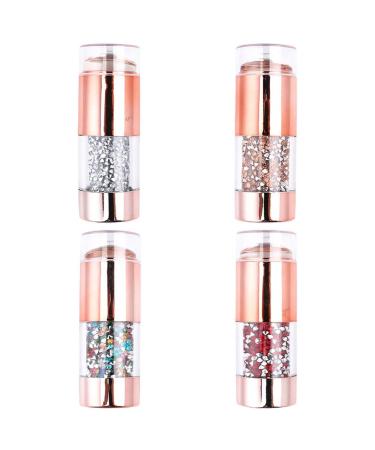 FRCOLOR 4Pcs Nail Art Stamper Colorful Rhinestone Nail Stamper Head Jelly Clear Nail Stamper Manicure Nail Art Tool Accessories
