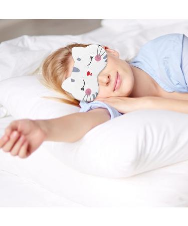 Lusofie 3Pcs Kids Cartoon Cat Sleep Mask Set with Adjustable Strap - Soft Blindfold Eye Covers for Sleeping, Travel - White Pink Grey - for Kids and Adults - Buy Online on GoSupps.com