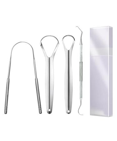 3 pieces of tongue scraps tongue cleaner stainless steel tongue brush for mouth cleaning with a bite pin and storage box for fresh breath a better oral health