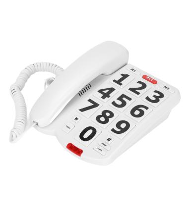 BTER Big Button Corded Phone Amplified Corded Phone with Speed Dialing & Loud Ringer Home Landline Phone for Seniors Alzheimer's Dementia Hearing Impaired Visually Impaired (White)