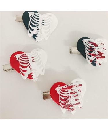 amangul Gothic Alloy Duckbill Hair Clip Acrylic Heart Hair Barrettes Halloween Ponytail Decor -Slip Cosplay Hair Side Clips - Buy Online on GoSupps.com