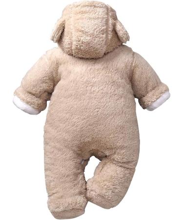 JiAmy Baby Hooded Romper Winter Jumpsuit Flannel Outfit | Khaki 12-18 Months - Buy Online on GoSupps.com
