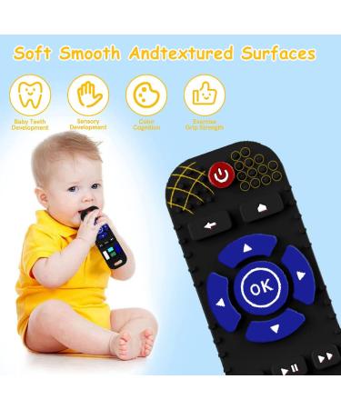 Remote Control Shape Baby Teething Toys | Soft Silicone Teether Toy (Black+Beige) | BPA Free & Relief for Babies 0-12 Months - Buy Online on GoSupps.com