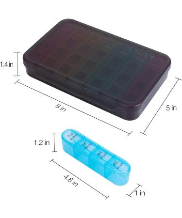 Large 4 Times a Day Pill Organizer - 7 Day Weekly Medicine Case for Vitamins and Medication - Buy Online on GoSupps.com