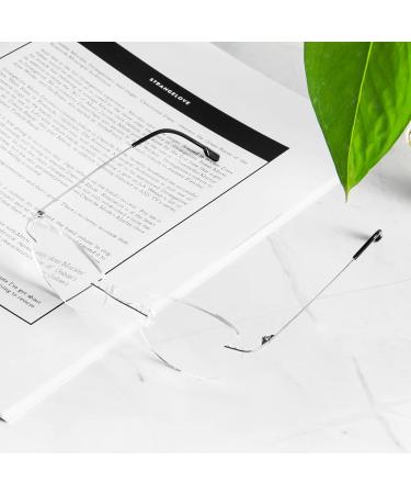 KoKoBin Titanium Reading Glasses - Ultralight Round Frameless 1.5 Diopters for Men & Women - Silver - Buy Online on GoSupps.com