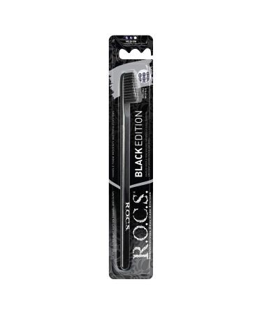 ROCS Adult Toothbrushes - Medium Black Edition | Premium Oral Care | International Shipping Available - Buy Online on GoSupps.com