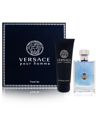 Versace Pour Homme Men Gift Set (Eau De Toilette Spray, Hair and Body Shampoo) - Buy Online on GoSupps.com