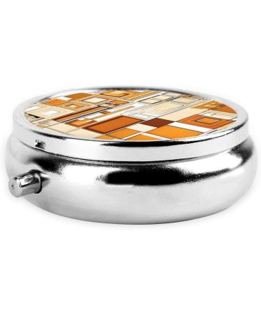 Mid Century Modern Round Pill Box | 3 Compartment Portable Travel Organizer for Medicine Vitamins & Tablets - Decorative Mini Pocket Case - Buy Online on GoSupps.com