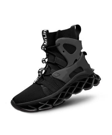 Hello MrLin Men's Running Shoes Non Slip Athletic Tennis Walking Blade Type Sneakers Hip Hop 11 Black&white
