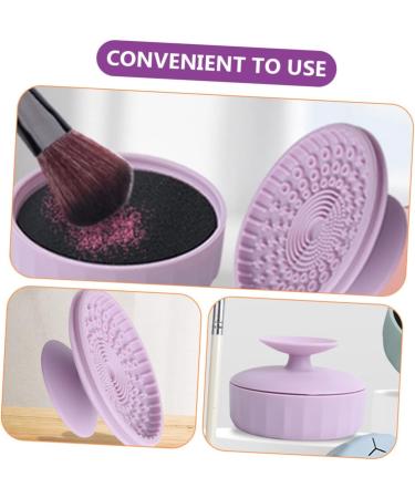 ifundom Makeup Brush Cleaning Box cosmetic brush bowl makeup brush cleaning pad silicone cleaner for makeup Brush Scrubber Mat silicone makeup mat cleaning supplies sponge Silica gel 7.9X5.25X4.9CM Violet - Buy Online on GoSupps.com