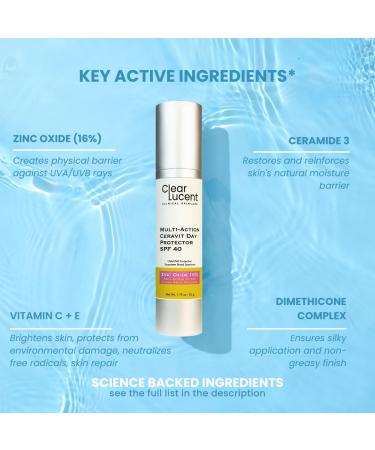 Multi-Action CeraVit Day Protector Sunscreen SPF 40 16% Zinc Oxide Mineral SPF | Barrier-Repair Sunscreen with Ceramides Vitamin C & E | Reef-Safe Lightweight Non-Greasy | 1.75 oz - Buy Online on GoSupps.com