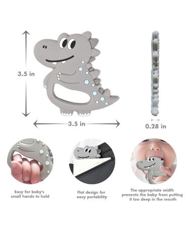BPA-Free Baby Silicone Teether Dinosaur Pacifiers for Babies 0-12 Months - Teething Relief Toy Gift Set in Grey - Buy Online on GoSupps.com