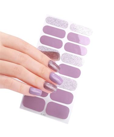 20 Pieces Semi Cured Gel Nail Strips Glitter Gel Nail Sticker Long Lasting Gel Nail Wraps With Soft Glossy Gel Finish Suitable For All Nail Art Enthusiasts Ze0531