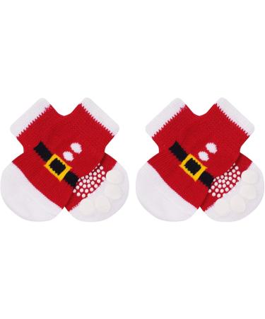 Auauy Indoor Anti-Slip Socks for Dogs & Cats | Silicone Gel Paw Protection | 2 Sizes | Christmas Red - Ideal for Small & Medium Pets - Buy Online on GoSupps.com