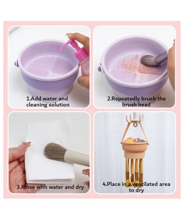 2 in 1 Silicone Makeup Brush Cleaning Mat & Drying Holder - Portable Pink Cosmetic Brush Cleaner - Buy Online on GoSupps.com