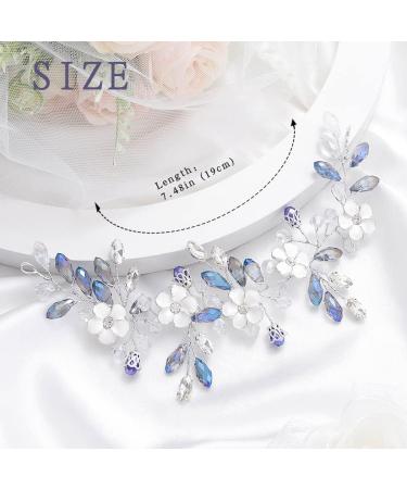 IYOU Crystal Wedding Hair Vine Flower Navy Blue Headband Rhinestone Bridal Hair Accessories for Women - Buy Online on GoSupps.com