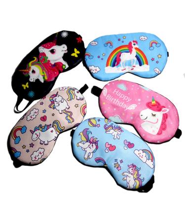 5Pcs Cute Unicorn Sleeping Mask for Girls Sleep Eye Cover Lightweight Blindfold Soft Eye Mask for Kids Teens Men Women