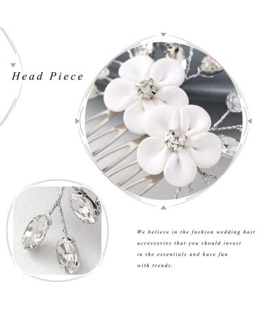 Unicra Bride Wedding Hair Comb Silver Flower Headpiece Crystal Bridal Hair Accessories for Women and Girls - Buy Online on GoSupps.com
