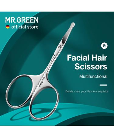 MR.GREEN Stainless Steel Facial Hair Scissors - Rounded Nose Hair Mustache Beard Eyebrows & Eyelashes Trimming Clippers (MR-2002) - International Shipping Available - Buy Online on GoSupps.com