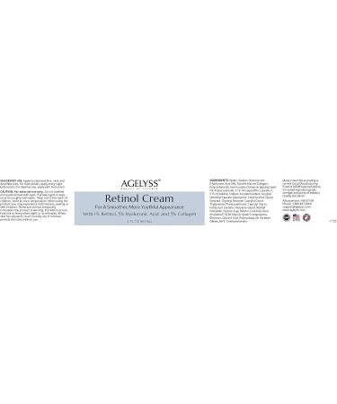 Agelyss Retinol Face Cream - 1% Retinol - Collagen, Hyaluronic Acid - 2 Fl Oz - 60mL - Pack of 1 - Buy Online on GoSupps.com