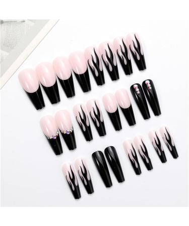 Nail art patches beautiful and fashionable nail patches finger decorations beauty decoration supplies black flame manicure nail patches wearable fake nails 24 pieces of jelly glue nail art patch Zs7012 - Buy Online on GoSupps.com