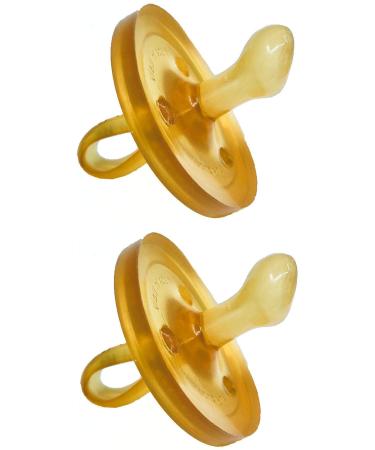 Simply Rubber Pacifiers - 2-Pack - Orthodontic - Medium (6-12 mos) - 100% Natural Rubber - Plastic-Free - Easy to Clean - Handcrafted in Italy Medium (Pack of 2)