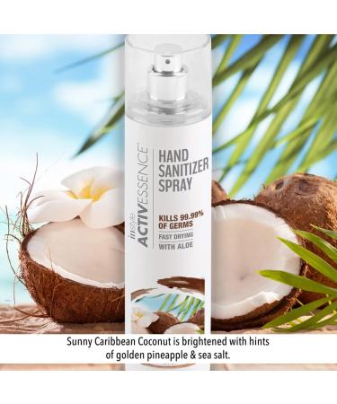 Instyle ActivEssence Caribbean Coconut Hand Sanitizer Spray - 8 Fl Oz | Kills 99.99% Of Germs | Fast Drying | With Aloe | Non Greasy | CLEAN Vegan Paraben Free Phthalate Free - Buy Online on GoSupps.com