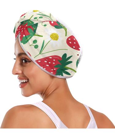 Red Strawberries Hair Towel 2 Pack - Super Absorbent Quick Dry Turbans for Women & Girls - Buy Online on GoSupps.com