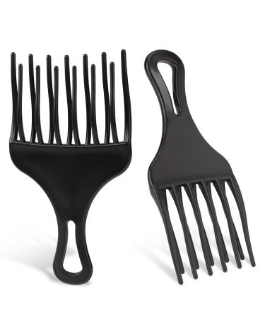 salbsever 2 Pcs Afro Comb for Curly Hair Afro Pick Hair Pick Comb Pick Hair Comb Plastic Wide Hair Pick Comb Double Fist Pick Large and Small Afro Pick Comb for Hair Styling Detangle Wig Braid