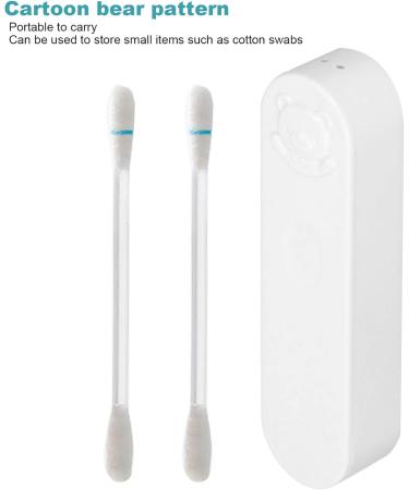 Portable Cotton Swab Storage Box - Cartoon Bear Pattern | 13.5 x 3.6 x 2.3 cm | Ideal for Cotton Swabs & Toothpicks | International Shipping Available - Buy Online on GoSupps.com