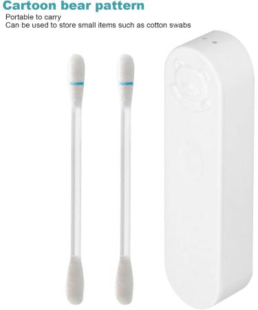 Zerodis Cotton Swab Box - Cute Cartoon Bear Pattern Mini Travel Case | Unique Keepsake & Cover for Home & Office (White) - International Shipping Available - Buy Online on GoSupps.com