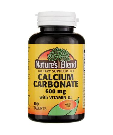 Nature's Blend Calcium Carbonate 600 mg with D3 400 IU 100 Tablets (Pack of 1) 079854016819 100 Count (Pack of 1)