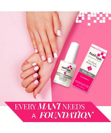 Nail Tek Foundation 3 Ridge Filling Strengthening Base Coat 0.5 oz - Hard and Brittle Nail Treatment - Buy Online on GoSupps.com