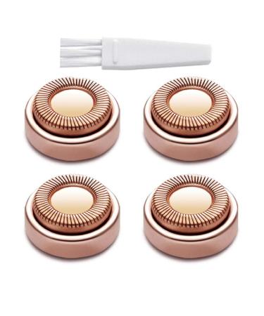 4Pcs Facial Hair Remover Replacement Heads, Number-one Hair Removal Blade for Women's Painless Epilator, Used for Hair Remover and Soft Touch, Gold Rose(Cleaning Brush Included)