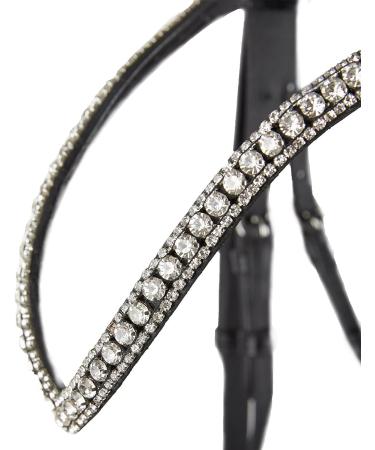 HORZE Grayson Classic Leather Ergonomic Snaffle Dressage Bridle - Black/White Horse - Buy Online on GoSupps.com