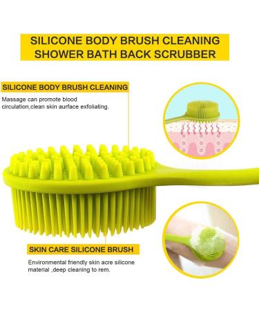 Shop Shower Body Silicone Bathing Brush - Soft Bristles Long Grip for Men & Women | Peeling Massage & Sensitive Skin Care (Green) - Buy Online on GoSupps.com