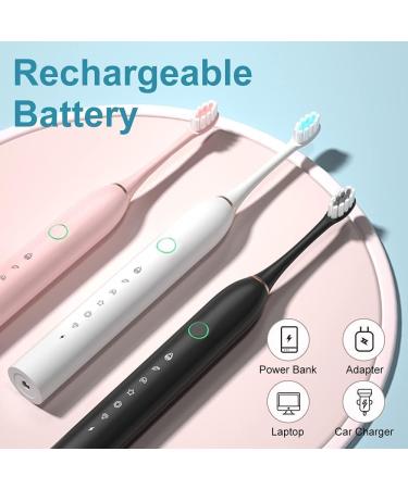 Apartment 2 Cards 2 Pack Sonic Electric Toothbrush - 6 Modes, 42000vpm, IPX7 Waterproof, 8 Brush Heads - Black+White - Buy Online on GoSupps.com