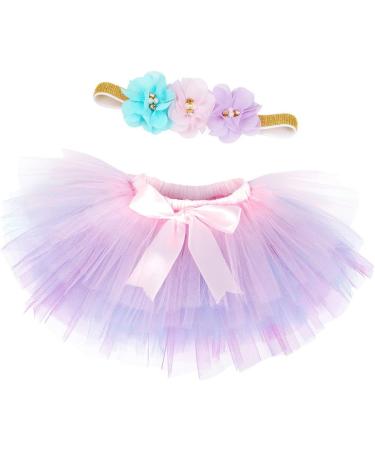 WonderBabe Baby Girls 1st Birthday Romper Tulle Tutu Skirt Set - Purple - 1 Year - Buy Online on GoSupps.com