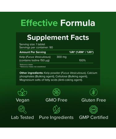 RP Seetang 90 Vegan Tablets | Source of Iodine for Thyroid Health | Supports Skin & Brain | 3-Month Supply | GMO-Free | ISO Certified - Buy Online on GoSupps.com