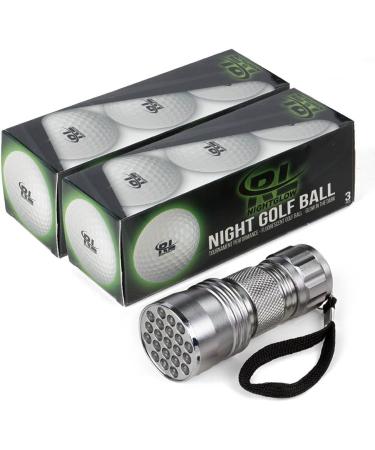 Glow Golf Balls for Night Sports - 12 Pack Tournament Fluorescent Glow in The Dark Balls + Flashlight - Buy Online on GoSupps.com