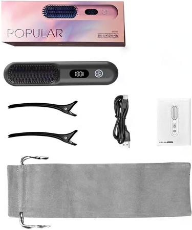 Buy Cordless Hair Straightener Brush Comb PRO | Portable Travel Heat Brush 9600mAh Battery Anti-Scald Black Sd2305-black - Buy Online on GoSupps.com