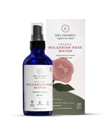Juicy Chemistry - Certified Organic 100% Natural Toner Mist w/Bulgarian Rose Water for Normal to Oily Skin (110ml) 1 Count (Pack of 1)