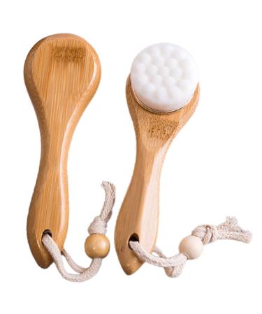 JYTDBCS Bamboo Charcoal face wash Brush Beech Extended Handle Makeup Brush Cleaning Brush Soft Hair Manual Bath face wash Brush