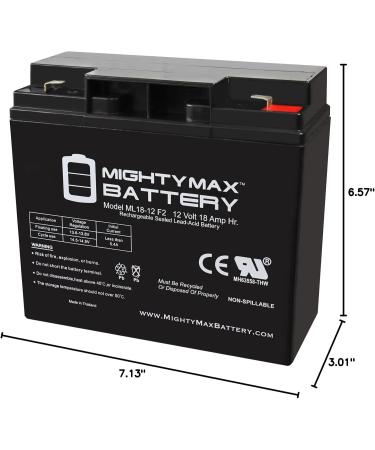 Mighty Max Battery 12V 18Ah F2 SLA Replacement for Power Sonic PS-12180 | International Shipping Available - Buy Online on GoSupps.com